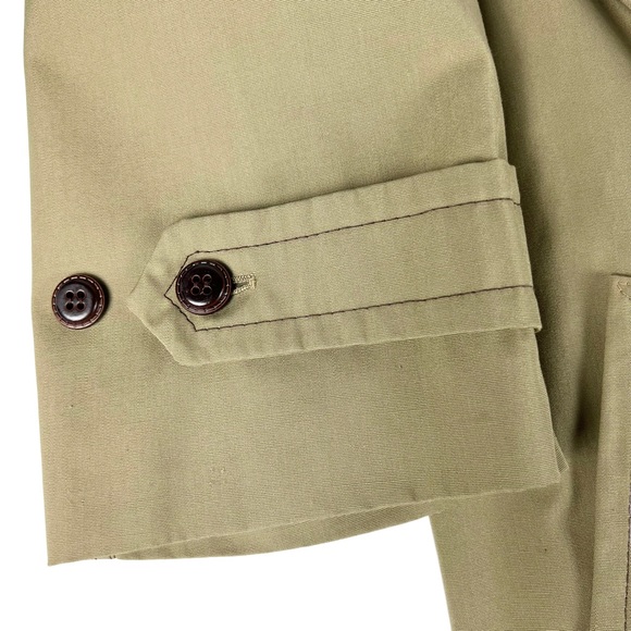 Vintage Derby Of San Francisco Beige Tan Trench Coat Jacket 40 Long Button Up - Picture 6 of 7